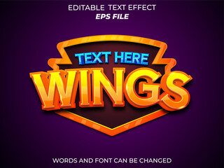 Fototapete - wings text effect, font editable, typography, 3d text for games. vector template