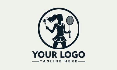 Sticker - Woman Badminton Vector Logo Symbolize Athleticism, Elegance, and the Thrill of Badminton Competition Capture Attention with the Bold and Memorable Woman Badminton Vector Logo