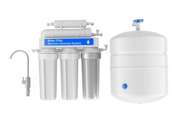 Poster - Reverse Osmosis System. Home Drinking Water System, 3D rendering isolated on transparent background