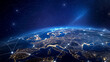 © Maksym - Explore the interconnected web of global communication technology, showcasing Europe as a hub of innovation with a sprawling internet network connecting cities and countries seamle