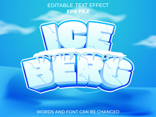Poster - ice berg text effect, font editable, typography, 3d text. vector template