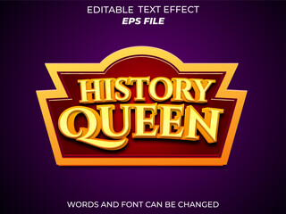 Fototapete - history queen text effect, font editable, typography, 3d text for games. vector template