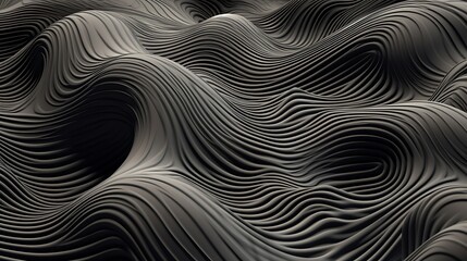 3D rendering of a dark, wavy surface with a seamless, repeating pattern.