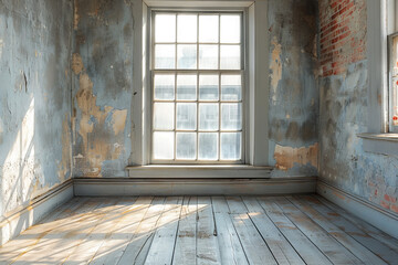 Poster - Abandoned Gray Room with Window