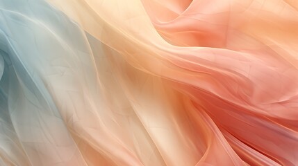 Wall Mural - Abstract pastel colored fabric. Soft folds of peach and blue cloth.