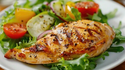 Wall Mural - Grilled Chicken Served with a Green Salad