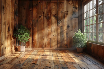 Poster - Rustic Wooden Wall Room Corner