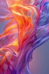 Wall Mural - Radiant Flow: Luminous Abstract Waves of Orange, Pink, and Purple Dancing in Harmony with Fluid Motion and Ethereal Light, Embodying the Essence of Transcendence and Beauty