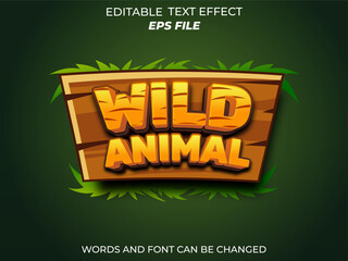 Fototapete - wild animal text effect, font editable, typography, 3d text for games. vector template