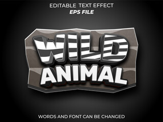 Fototapete - wild animal text effect, font editable, typography, 3d text for games. vector template