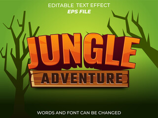 Fototapete - jungle adventure text effect, font editable, typography, 3d text for games. vector template