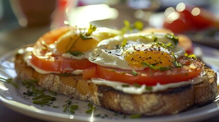 Delicious Toast with Eggs and Veggies, Perfect for a Hearty Breakfast