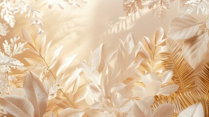 Wall Mural - Sunlit Decorative Plant Wallpaper