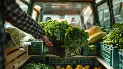 Wall Mural - Fresh Produce Display at Grocery Store: A Focus on Farm-to-Table Products