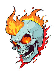 Wall Mural - A skull with a fire on its head