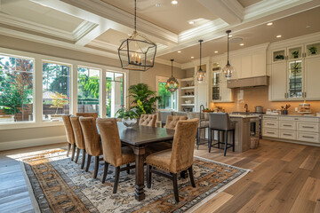 Wall Mural - Green Dining Room with Brown Chairs