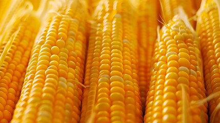 Poster - Food Corn cobs close up Background of yellow grains of corn Textured yellow food background Agriculture and healthy food concept : Generative AI
