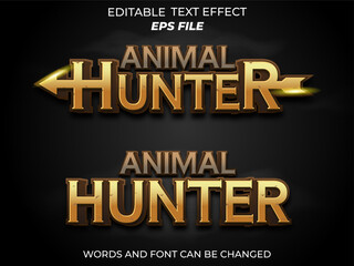 Fototapete - animal hunter text effect, font editable, typography, 3d text for medieval fantasy and rpg games. vector template