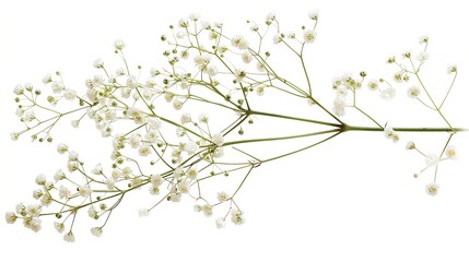 Wall Mural - Twig of gypsophila flowers isolated on white : Generative AI