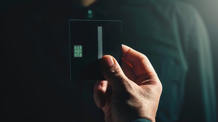 Aufkleber - Closeup image of hand and digital identification card or digital ID on black background Technology concept : Generative AI