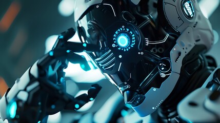 Poster - Ai technology Artificial Intelligence man using technology smart robot AI artificial intelligence by enter command prompt for generates something Futuristic technology transformation C : Generative AI