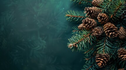 Poster - A pine tree with brown cones on it