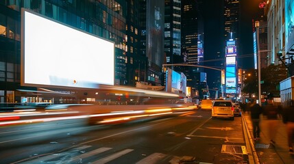 Poster - Blank white advertising billboard in the city : Generative AI