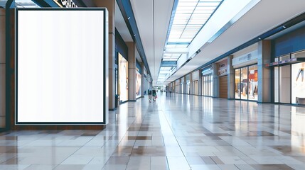 Poster - Mockup of a blank billboard store front sign in a shopping mall Perfect for showcasing your logo and branding : Generative AI