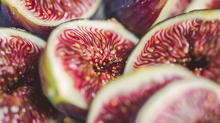 Aufkleber - Sliced fresh figs closeup Macro photo : Generative AI