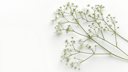Wall Mural - Twig of gypsophila flowers isolated on white : Generative AI
