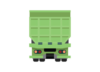 Dump truck. Simple flat illustration. Rear view.