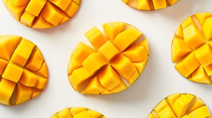 Wall Mural - mango slices isolated on the white background. 