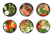 © New Africa - Set of different healthy meals on white background, top view