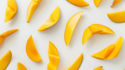 Wall Mural - mango slices isolated on the white background. 