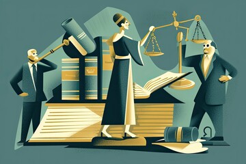 Aufkleber - a group of people in suits and ties, Craft a detailed vector illustration of professionals in the legal field