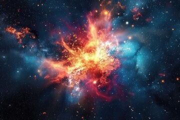 Aufkleber - a large galaxy with a bright purple and blue star, a celestial background with a cosmic explosion