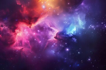 Poster - a colorful galaxy with stars and nebulas, a cosmic background with colorful nebulae