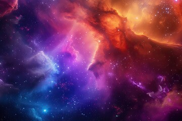 Poster - a colorful galaxy with stars and nebulas, a cosmic background with colorful nebulae