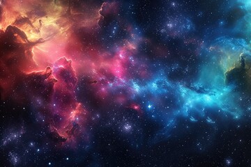 Poster - a colorful galaxy with stars and nebulas, a cosmic background with colorful nebulae