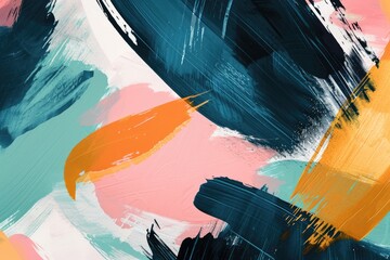 Aufkleber - a painting with a blue and orange brush stroke, Design an invitation card with a bold and abstract brushstroke