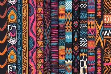 Poster - a colorful pattern with a black background, Design a series of vector patterns inspired by nature