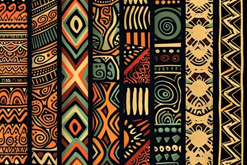 Poster - a colorful pattern with a black background, Design a series of vector patterns inspired by nature