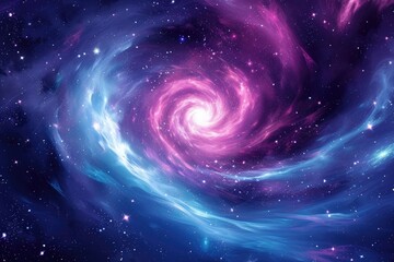 Poster - a spiral galaxy with stars and a blue and purple swirl, Design a vector background with swirling galaxy elements