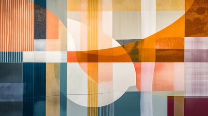 Wall Mural - 9. Artistic abstraction portraying the concept of frugality and financial mindfulness, using rhythmic patterns and muted tones to evoke a sense of purposeful wealth management.