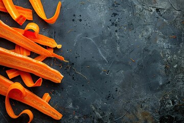 Peeled carrots with copy space 