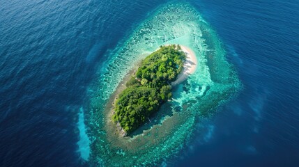 Wall Mural - Beautiful Tropical Island and Coral Reef Mantigue Island Captured from Above