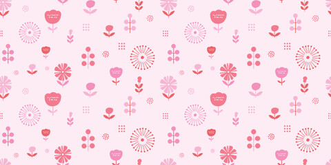 Wall Mural - Botanical illustration background. Seamless pattern.Vector. 有機的なイラストパターン