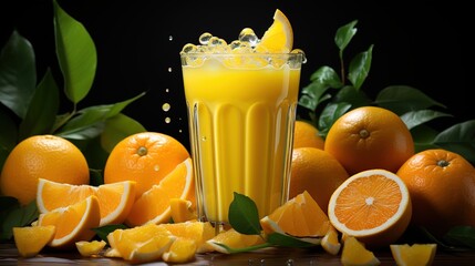 Canvas Print - orange juice and fruits