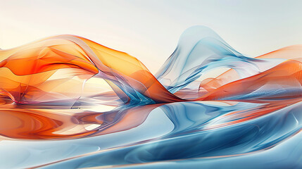 Wall Mural - a blue and orange color abstract painting of a number surrounded by water, Generate AI.