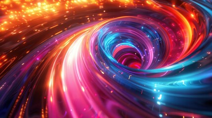 Wall Mural - A spiral of light and color with a blue center